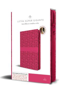Biblia RVR 1960 Letra Súper Gigante Símil Piel Fucsia Rosada Cierre Índice