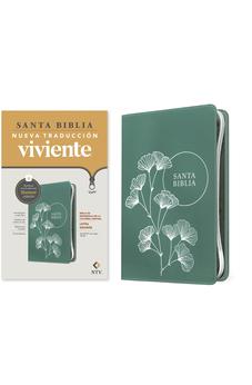 Biblia NTV Referencia Central Letra Grande con Filament Símil Piel Cierre Verde Letra Roja
