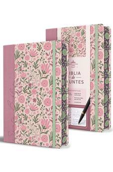 Biblia RVR 1960 de Apuntes Tapa Dura Rosada con Flores