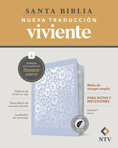 Image of Biblia NTV Margen Amplio con Filament Símil Piel Floral Índice