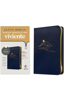 Biblia NTV Compacta Letra Gigante con Filament Símil Piel Azul Letra Roja Cierre