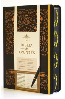 Biblia RVR 1960 de Apuntes Tapa Dura, Negro y Oro (Edición Cantos Pintados)