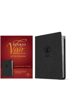 Biblia RVR 1960 de Estudio del Diario Vivir Letra Grande Símil Piel Carbón Letra Roja