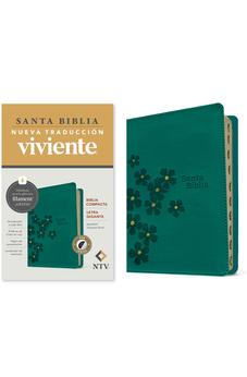 Biblia NTV Compacta Letra Gigante con Filament Símil Piel Turquesa Floral Índice Letra Roja