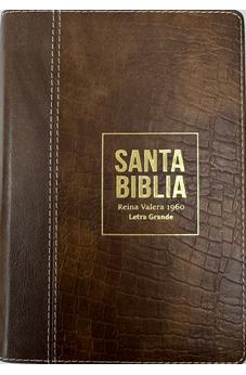Biblia RVR 1960 Compacta Letra Grande 11 puntos Símil Piel Piel Marrón con Cierre y Índice