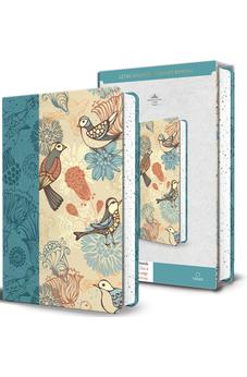 Biblia RVR 1960 Letra Gigante Símil Pel Azul con Pájaros Cantos Pintados