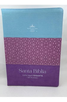 Biblia Letra Súper Gigante Símil Piel Tricolor Azul Rosa Lila