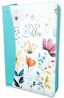 Biblia RVR 1960 Letra Gigante 14 Puntos Manual Jardín Turquesa Símil Piel Cierre Índice