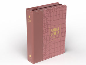 Biblia RVR 1960 Compacta Letra Grande 11 puntos Símil Piel Piel Rosa Oscuro con Cierre y Índice