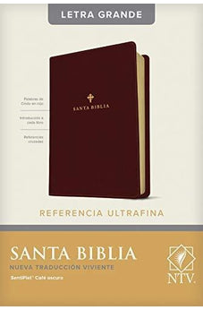 Biblia NTV de Referencia Ultrafina Letra Grande Palabras de Jesús en Rojo Símil Piel Café Oscuro