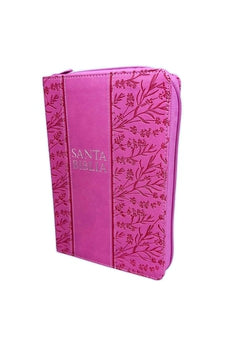 Biblia RVR 1960 Letra Grande Tamaño Manual Símil Fucsia con Índice y Cierre