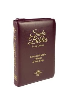 Biblia RVR 1960 Letra Grande Concord Imit Cuero Acolchada Vino Cierre Índice