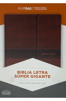 Biblia RVR 1960 Letra Súper Gigante Marron Símil Piel con Índice y Solapa con ImaN