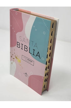 Biblia RVR 1960 Letra Grande Tamaño Manual Tapa Flex Pastel Tricolor con Índice