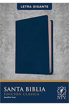 Biblia NTV Letra Gigante Clasica Símil Piel Azul con Índice