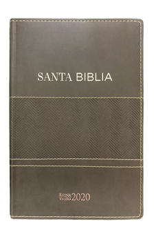 Image of Biblia RVR 2020 Letra Grande Piel Gris Franja