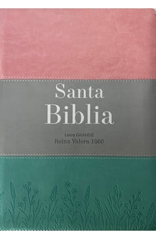 Image of Biblia RVR 1960 Letra Súper Gigante Rosa Gris Turquesa con Cierre e Índice