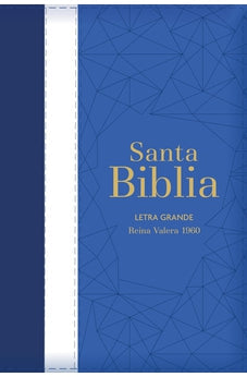 Biblia RVR 1960 Letra Grande Tamaño Manual Tricolor Azúl Crema Azúl Marino con Cierre con Índice